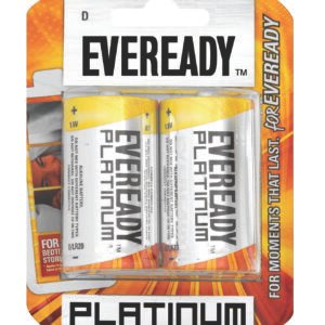Eveready Batteries Platinum Alkaline Size D 1.5v (2 per pack)