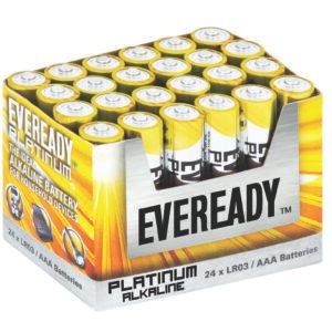 Eveready Batteries Platinum Alkaline Size AAA 1.5v (24 per pack)
