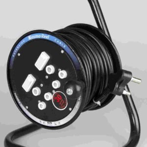 Extension Reel Steel 30m Black 15A 1.5mm Kosmo